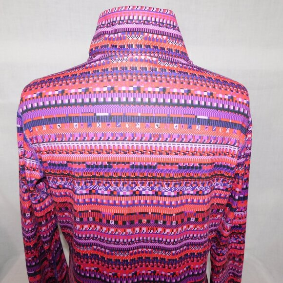 NIKE PRO Dri Fit Women XL Pink Purple Aztec LS 1/2 Pullover Training Top Jacket - Picture 11 of 13